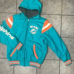 Miami Dolphins Reversible Hooded Jacket SIZE -medium G-lll NFL *small Flaw